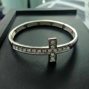 John 3:16 bracelet silver cross w jewels engraved
